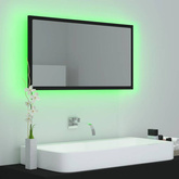 vidaXL Lustro łazienkowe z LED, czarne, 80x8,5x37 cm, akryl