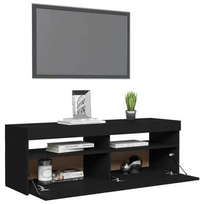 vidaXL Szafka pod TV z oświetleniem LED, czarna, 120x35x40 cm
