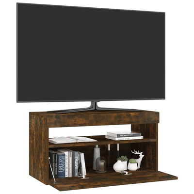 vidaXL Szafka pod TV z oświetleniem LED, przydymiony dąb, 75x35x40 cm