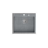MORGAN 110 GraniteQ zlewozmywak silver stone z syfonem Push To Open stal szlachetna 1-komorowy b/o + zaczepy 4 szt