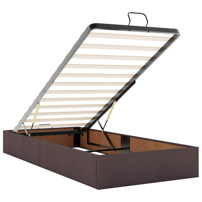 Łóżko ottoman z materacem Ciemny brąz 90 x 190 cm tkanina