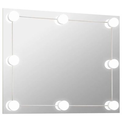 Lustro ścienne z lampkami LED, bez ramy, prostokątne, szklane vidaXL