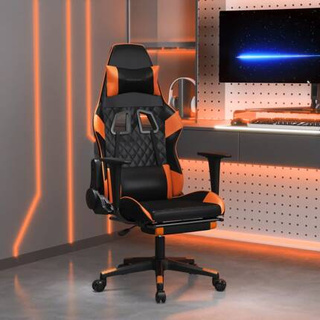 vidaXL Fotel gamingowy z podnóżkiem, czarno-pomarańczowy wariant 6