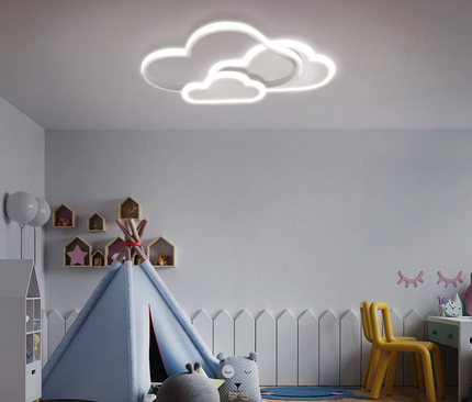 Lampa dziecięca LED sufit białe chmurki 58W+ pilot