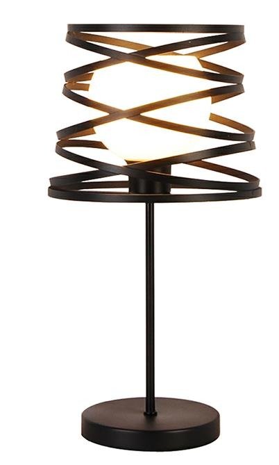 Lampka stołowa czarna metalowa + szklany klosz Akita Ledea 50501059