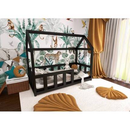 Łóżko dziecięce AURORA domek czarne 200x80