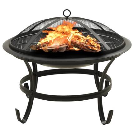 vidaXL Palenisko i grill 2-w-1, z pogrzebaczem, 56x56x49 cm, stal