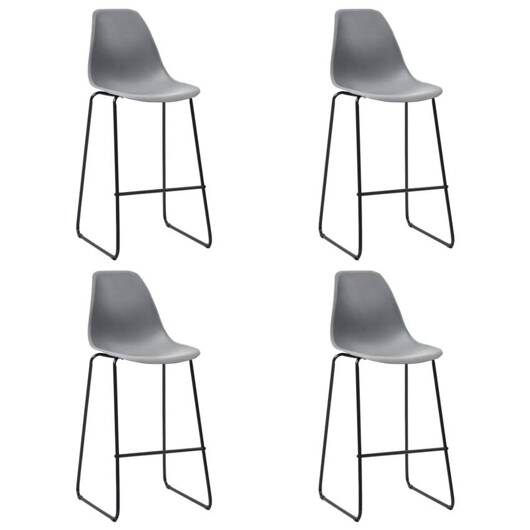 281504 vidaXL Bar Stools 4 pcs Grey Plastic