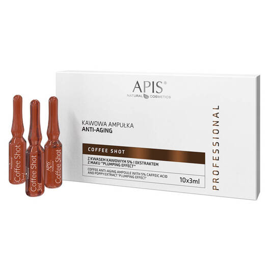 Apis coffee shot kawowa ampułka anti-aging z kwasem kawowym i ekstraktem z maku,,plumping efect" 10 x 3,5 ml  147260