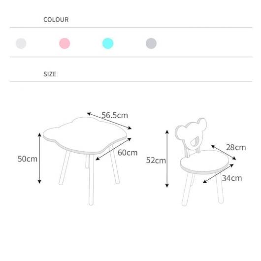 Drewniane krzesełko i stolik dla dziecka, zestaw różowy