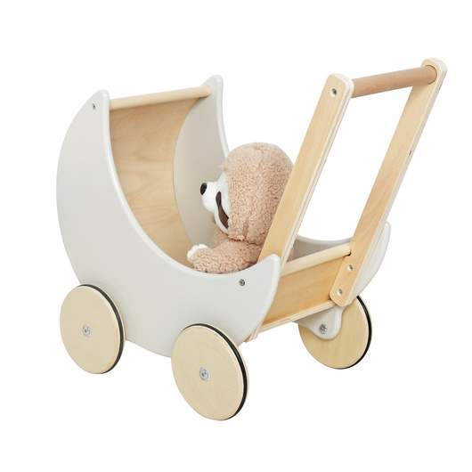 Drewniany wózek dla lalek Pchacz szary