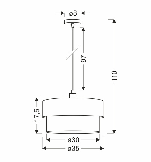 ERNA lampa wisząca satynowy 1x60W E27 abażur czarny+złoty