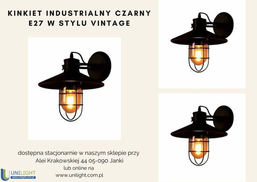 Kinkiet Industrialny czarny E27 stylu Vintage