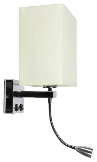 Kinkiet chromowy beżowy z lampką LED do czytania Boho Candellux 21-58270 