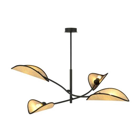 Lampa sufitowa  LOTUS 4 BLACK/RATTAN