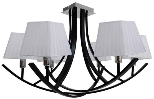 Lampa sufitowa czarna / biały abażur żyrandol 6x40W Valencia Candellux 36-30993