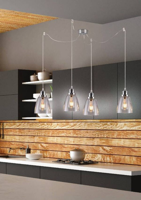 Lampa wisząca chromowa szklane klosze 4x40W Voice Candellux 34-70838