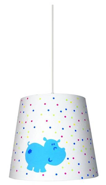 Lampa wisząca dziecięca biało-niebieska płótno Hippo 31-81301