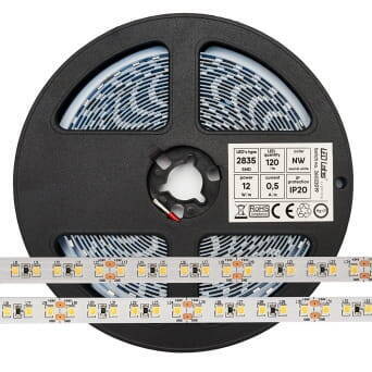 TAŚMA LED PRO 12W/m 120LED/m  24V 2835 SMD CIEPŁA IP20