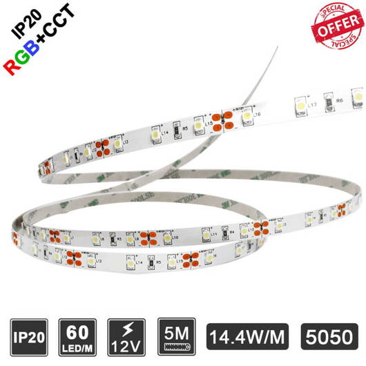 Taśma 300LED SMD5050 PRO 120W | RGB+CCT 5w1 | Rolka 5m