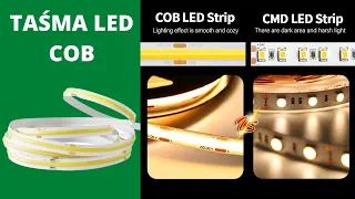 Taśma COB 12V  320LED 10W/m IP20 biała ciepła -5m