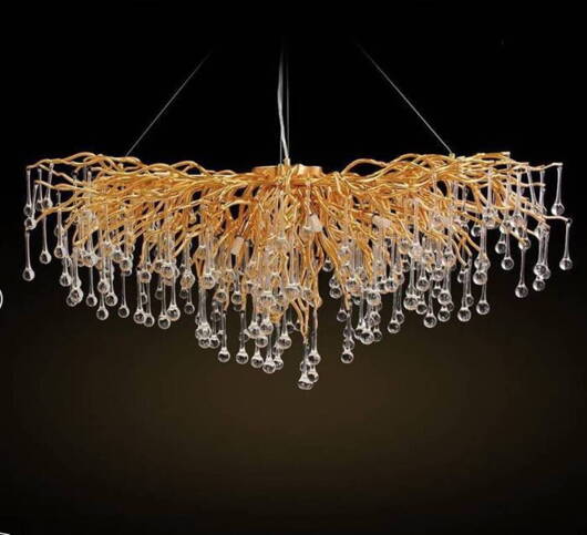 Żyrandol złoty lampa wisząca sufitowa glamour nowoczesna ICICLE RAINY RAIN 120CM GOLD