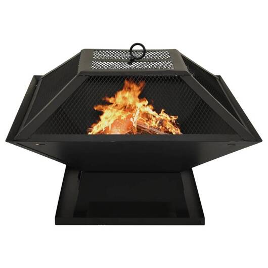 vidaXL Palenisko i grill 2-w-1, z pogrzebaczem, 46,5x46,5x37 cm, stal