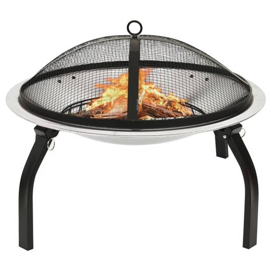 vidaXL Palenisko i grill 2-w-1, z pogrzebaczem, 56x56x49 cm, stal