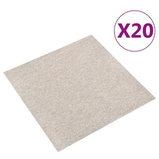 vidaXL Podłogowe płytki dywanowe, 20 szt., 5 m², 50x50 cm, jasnobeżowe