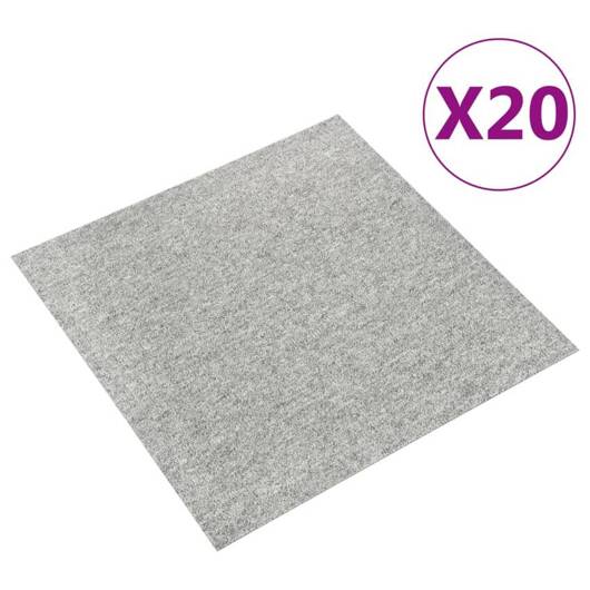 vidaXL Podłogowe płytki dywanowe, 20 szt., 5 m², 50x50 cm, jasnoszare