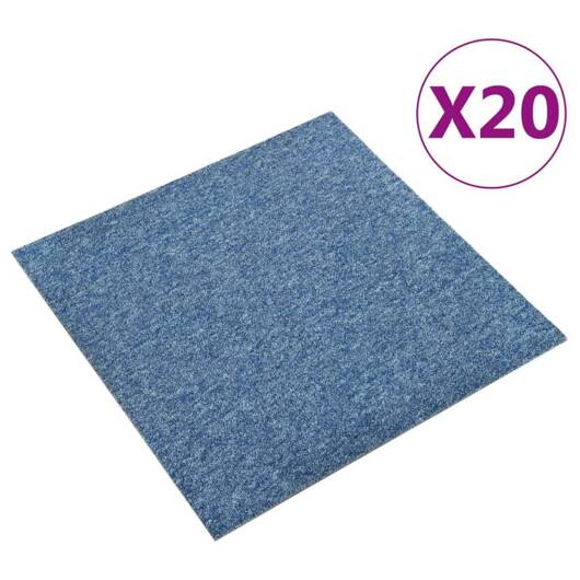 vidaXL Podłogowe płytki dywanowe, 20 szt., 5 m², 50x50 cm, niebieskie