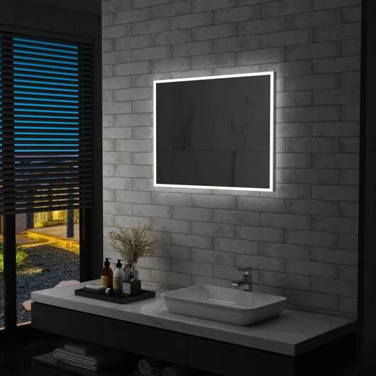 vidaXL Ścienne lustro łazienkowe z LED, 80 x 60 cm